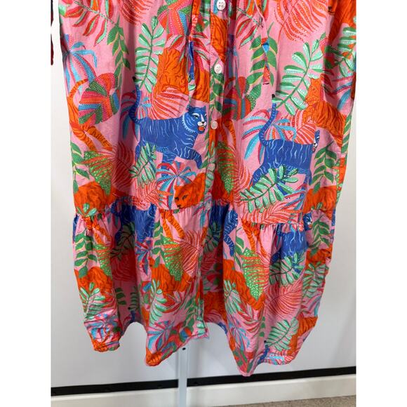 MARIGOLD by VICTORIA DUNN Women's Jungle Print Knee Length Dress Orange Large - Picture 6 of 10